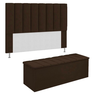 KIT Cabeceira Mais Calçadeira com bau eros Casal 140 cm Para Cama Box Suede marrom Biselos-Decor - 1