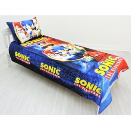 Jogo De Lençol Cobre Leito E Fronha Carros Sonic Kit 2pçs - 3