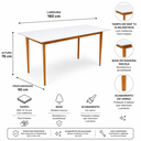 Ver imagem 3 de Mesa de Jantar 8 Lugares Retangular 160x90 em Madeira em MDF Liz Branca
