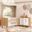Ver imagem 1 de Conjunto de Quarto Infantil Alice Retrô Cômoda com Berço Mini Cama Freijó / Branco