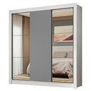 Ver imagem 3 de Guarda-roupa Casal 3 Portas de Correr com Espelhos Branco/cinza Nobre Madesa