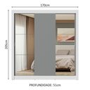 Ver imagem 4 de Guarda-roupa Casal 3 Portas de Correr com Espelhos Branco/cinza Nobre Madesa