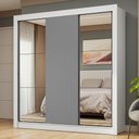 Ver imagem 1 de Guarda-roupa Casal 3 Portas de Correr com Espelhos Branco/cinza Nobre Madesa