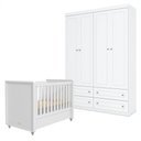 Ver imagem 1 de Berço Tutto New e Guarda Roupa 4 Portas Americano Branco Fosco - Matic