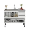 Ver imagem 4 de Gabinete Cozinha 3 Gavetas e 1 Porta Armário 114cm Multiuso: Branco