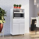 Ver imagem 1 de Balcão Multiuso Luna para Cozinha 2 Portas 1 Gaveta Cor:branco