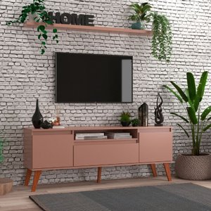 Rack para Tv com Prateleira 150cm Retro Mdf Salmao Dallas - On Móveis