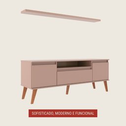 Rack para Tv com Prateleira 150cm Retro Mdf Salmao Dallas - On Móveis - 2