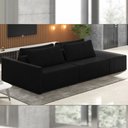 Ver imagem 1 de Sofá Ilha Modulado Milos 252cm Puff Lateral Veludo Preto G33 - Gran Belo