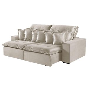 Sofá 5 Lugares Retrátil e Reclinável M-144 Veludo Martins Creme