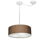 Ver imagem 1 de Lustre Pendente Cilíndrico Com Desvio de Centro Vivare Md-4255 Cúpula em Tecido 40x15cm - Bivolt - C