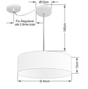 Ver imagem 2 de Lustre Pendente Cilíndrico Com Desvio de Centro Vivare Md-4255 Cúpula em Tecido 40x15cm - Bivolt - C
