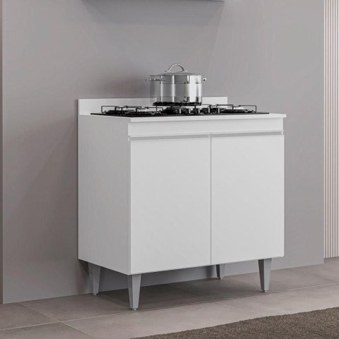 Balcão para Cooktop 2 Portas 1 Prateleira MDP 80,5cm Branco