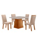 Ver imagem 1 de Mesa de Jantar Aida 90 cm Tampo MDF Vidro Canto Copo com 4 Cadeiras Lira