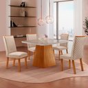 Ver imagem 2 de Mesa de Jantar Aida 90 cm Tampo MDF Vidro Canto Copo com 4 Cadeiras Lira