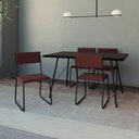 Ver imagem 1 de Mesa Jantar Paraty 120cm Tampo Preto com 4 Cadeiras Angra Estofadas Preta e Marrom Preto