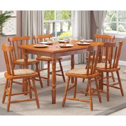 Conjunto Mesa de Jantar 160cm com 6 Cadeiras Estofadas Multimóveis CR50086 - 2