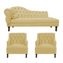 Ver imagem 1 de Kit Divã Cancun 185cm Braço Direito + 2 Poltronas Genesis com Strass Suede: Amarelo