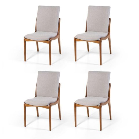 Conjunto 4 Cadeiras De Jantar Estofada Garbo Cinza Claro
