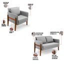 Ver imagem 5 de Kit 1 Sofá Namoradeira e 1 Poltrona Lana Suede Cinza Base de Madeira - D’Rossi