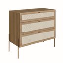 Ver imagem 1 de Cômoda 3 Gavetas Palhinha Pés Metálicos 28934 Oslo Artesano - Hanover/dourado