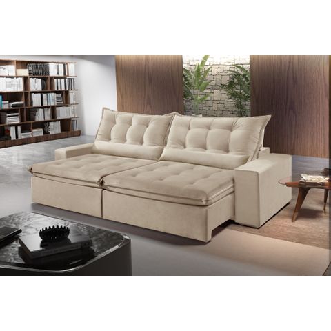 Sofá Retrátil e Reclinável 2,90cm com Pillow e Molas Ensacadas Montebello - Movenzo Estofados