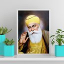 Ver imagem 1 de Quadro Decorativo Guru Nanak 45x34cm - com vidro:Madeira branca