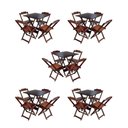 Ver imagem 1 de Kit 5 Conjuntos De Mesa Dobravel Com 4 Cadeiras De Madeira 70X70 Para Restaurante E Bar - Imbuia