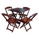 Ver imagem 4 de Kit 5 Conjuntos De Mesa Dobravel Com 4 Cadeiras De Madeira 70X70 Para Restaurante E Bar - Imbuia