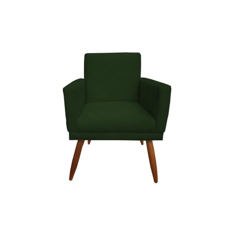 Poltrona Decorativa Nina Riscado Suede Verde Pés Madeira Ms Decor