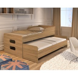 Bicama com Grade de Proteção Solteiro Reforçada Elis 100%mdf:amendoa - 3