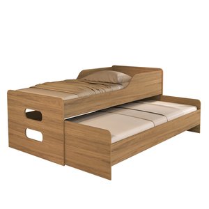 Bicama com Grade de Proteção Solteiro Reforçada Elis 100%mdf:amendoa