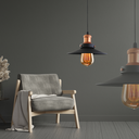 Ver mais imagens de Lustre Pendente Nordic 22 cm Preto C/Cobre Retrô Vintage