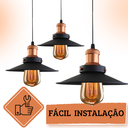 Ver imagem 5 de Lustre Pendente Nordic 22 cm Preto C/Cobre Retrô Vintage