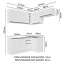 Ver imagem 4 de Armário de Cozinha Completa de Canto 349cm Branco Glamy Madesa 07