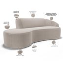 Ver imagem 6 de Sofá 3 Lugares Curvo Living Firenze Direito D02 Bouclê Creme 230cm B-54 - Lyam