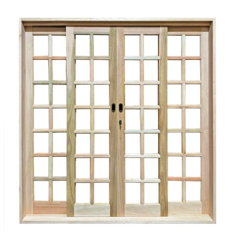 Portal de Correr Quadriculado Reto Eucalipto Cx 14 com Ferragem 210 x 140 Somad