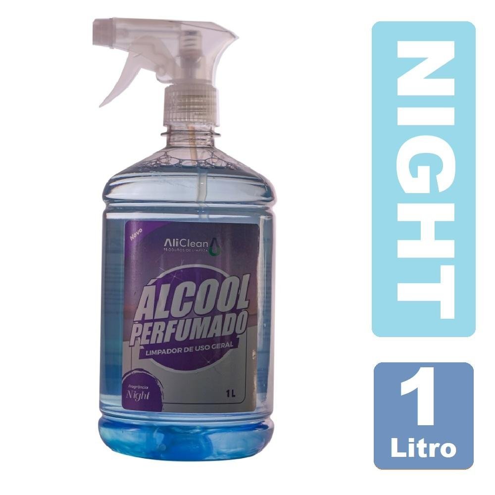 Álcool Perfumado Com Bactericida Para Limpeza Com Borrifador 1 Litro - Night - 2