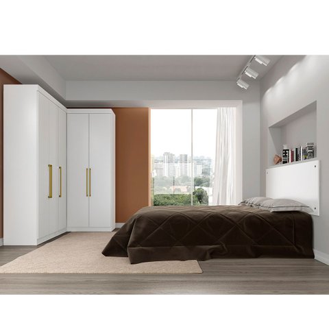 Jogo de Quarto Modulado Firenze Completo Branco 4 Pçs Roupeiro