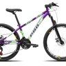 Bicicleta aro 26 Freeride PRO X Mandrake Hiten 21 Velocidades Freio a Disco Aros Vmaxx Roxo Adesivo  - 2