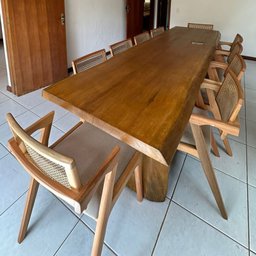 Mesa de Tronco Pequiá Orgânica com Pés de Tronco Cor Mel:comp180xlarg90xalt80 - 2