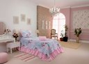 Ver imagem 3 de Kit 3 Pçs Cobre Leito Colcha Solteiro Belize com Babados:Patchwork Rosa