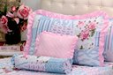 Ver imagem 4 de Kit 3 Pçs Cobre Leito Colcha Solteiro Belize com Babados:Patchwork Rosa