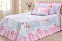 Ver imagem 7 de Kit 3 Pçs Cobre Leito Colcha Solteiro Belize com Babados:Patchwork Rosa
