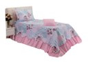 Ver imagem 2 de Kit 3 Pçs Cobre Leito Colcha Solteiro Belize com Babados:Patchwork Rosa