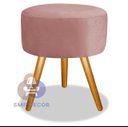 Ver imagem 2 de Kit 02 Puff Redondo Pés Palito Rosa Veludo