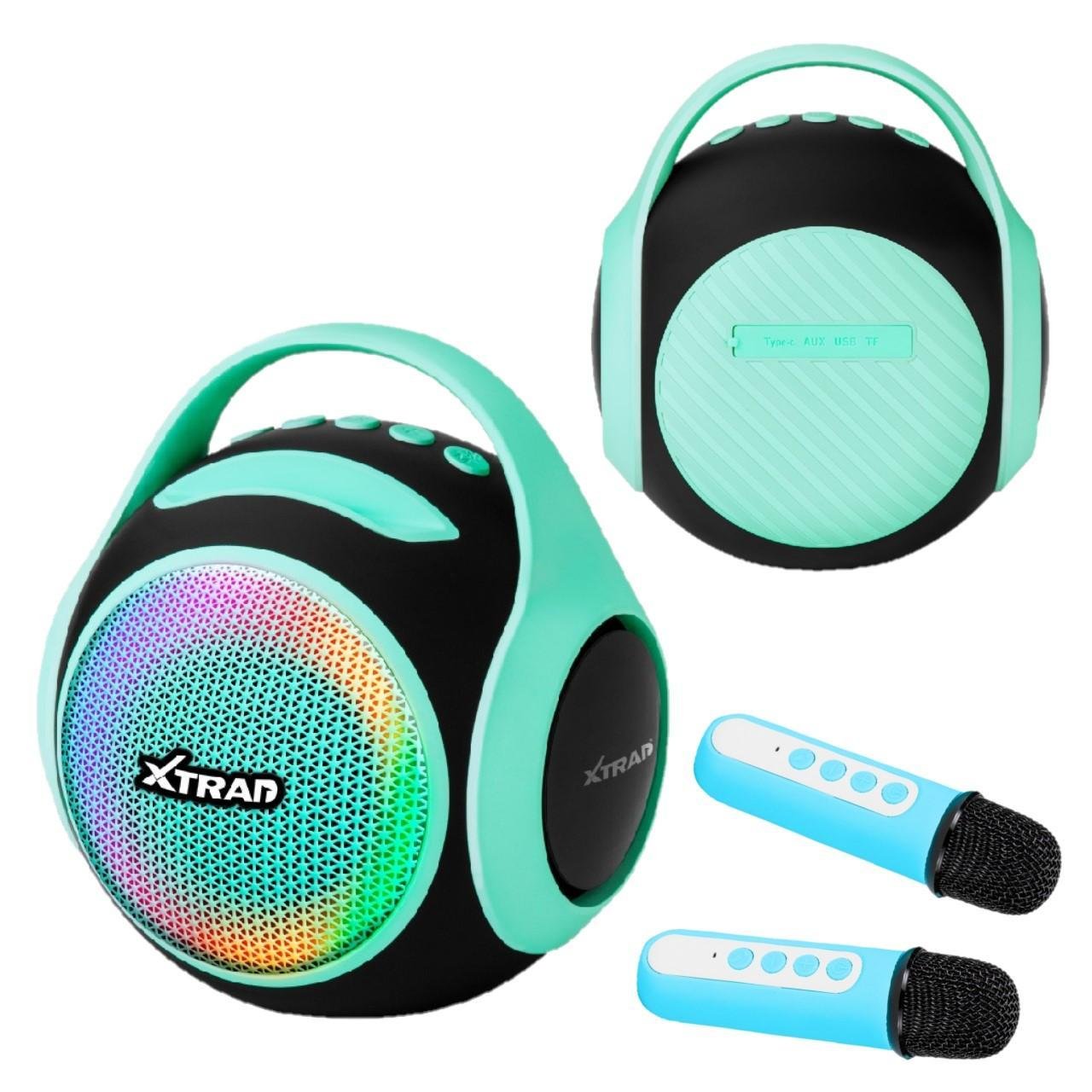 Caixa de Som Bluetooth Karaokê com 2 Microfone 20w - Verde | MadeiraMadeira
