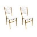 Ver imagem 1 de 2 Cadeiras para Cozinha reforçada cor Dourado Fosco assento branco encosto de grade Poltronas do Sul