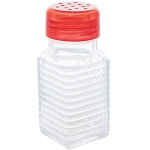 Saleiro de Vidro Borossilicato 80ml Lyor Porta Sal de Mesa Dosador Tampa Plástica Vermelha
