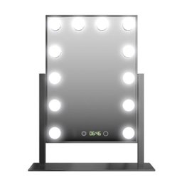 Espelho de Mesa Profissional Hollywood Dc117 C/12 Led Bulbo e Relógio Rosa Gbmax - 2